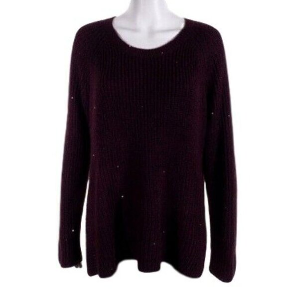 Simply Vera Wang Sweater Size L Women High Low Long Sleeve Scoop Neck Sequin - Picture 3 of 10